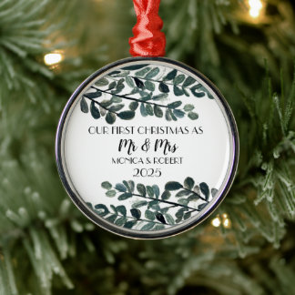 Rustic Eucalyptus Keepsak Första jul Julgransprydnad Metall