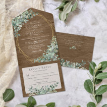 Rustic Eucalyptus Lämnar allt på en bröllopsinbjud