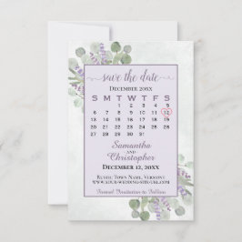 Rustic Eucalyptus Lavender Calendar Lila Bröllop Spara Datumet