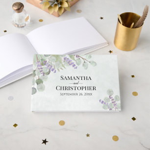 Rustic Eucalyptus & Lavender Elegant Boho Bröllop Gästböcker