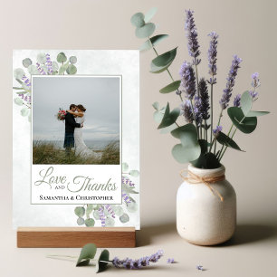 Rustic Eucalyptus & Lavender Kärlek & Tack Bröllop Kort