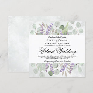 Rustic Eucalyptus & Lavender Virtuella Bröllop Inbjudningar