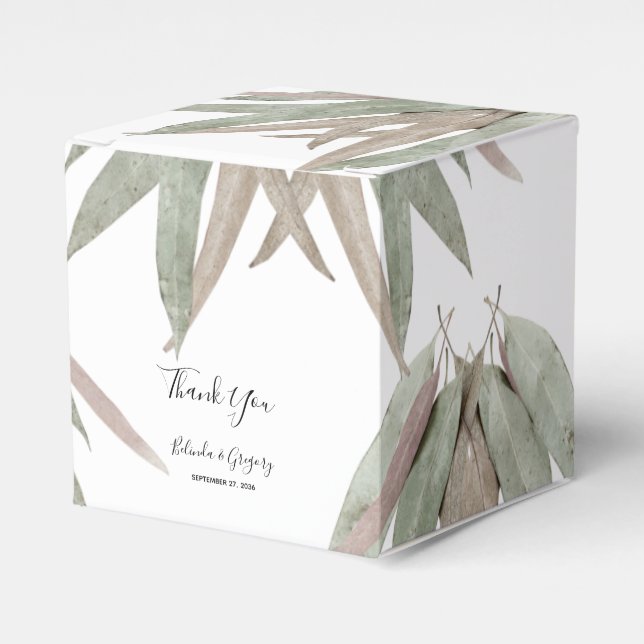 Rustic Eucalyptus Löv Bröllop Presentaskar (Framsidan Sidan)