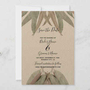 Rustic Eucalyptus Löv Bröllop spara datum Datumet