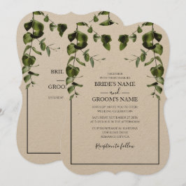 Rustic Eucalyptus Löv bröllopsinbjudningar Inbjudningar