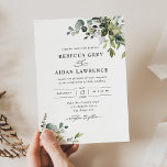 Rustic Eucalyptus Löv Greenery Bröllop Inbjudningar<br><div class="desc">Den här eleganten innehåller blandade vattenfärgsgröna löv parade med ett klassserif & delikat sans font in black,  med ett monogram på baksidan. Matchande objekt är tillgängliga.</div>