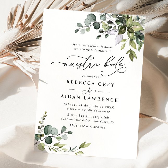 Rustic Eucalyptus Löv Greenery Neustra Boda Inbjudningar (Skapare uppladdad)