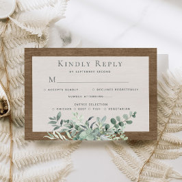 Rustic Eucalyptus Löv Greenery Wood Bröllop OSA Kort