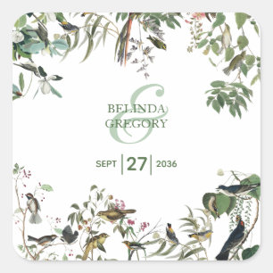 Rustic Eucalyptus Löv Vintage Greenery Bröllop Fyrkantigt Klistermärke