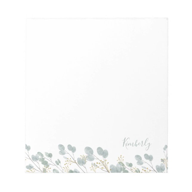 Rustic Eucalyptus med Namn Anteckningsblock (Framsida)