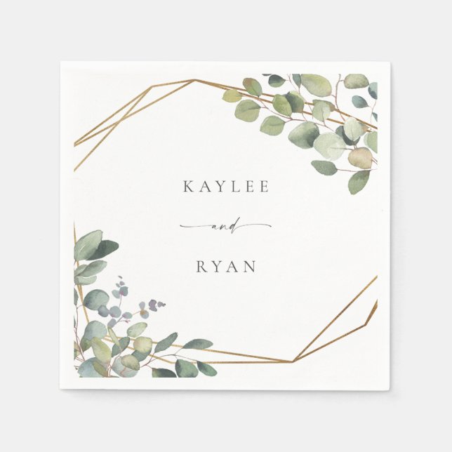 Rustic Eucalyptus Namn Napkins Pappersservett (Framsidan)