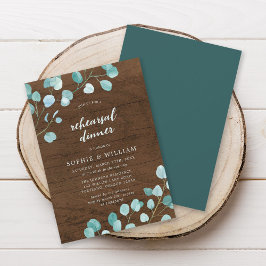 Rustic Eucalyptus och Brown Wood Rehearsal Dinner Inbjudningar