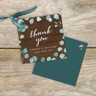 Rustic Eucalyptus och Brown Wood Tack Gåvor Etiketter