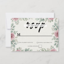 Rustic Eucalyptus och Rosa ros Bröllop OSA Card