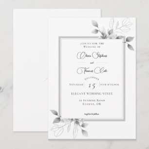 Rustic Eucalyptus Ram Calligraphy Winter Wedding Inbjudningar