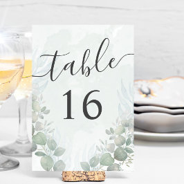 Rustic Eucalyptus Sage Grönt Bröllop Bordsnummer