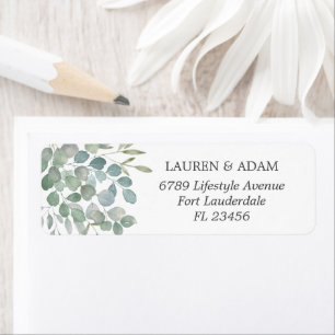 Rustic Eucalyptus Sage Grönt Foliage Bröllop Returadress Etikett