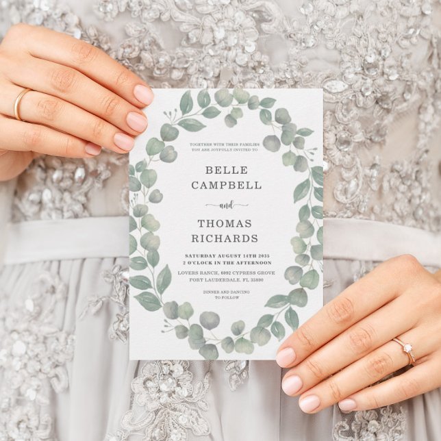 Rustic Eucalyputus Dusty Blue Wedding bjudande Inbjudningar (Skapare uppladdad)