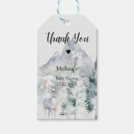 Rustic Evergreen Baby Shower Gift Tag Presentetikett