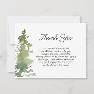 Rustic Evergreen Funeral Tackkort Card Tack Kort