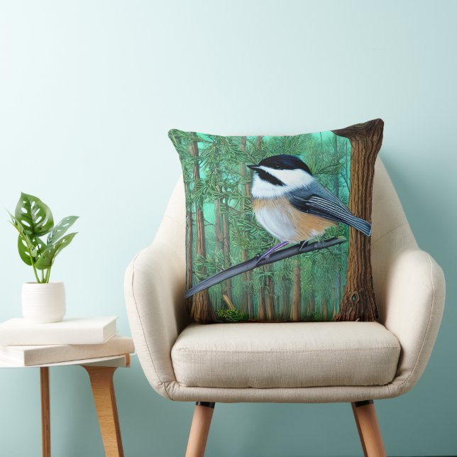 Rustic Evergreen Gräs Chickadee Kudde (Stol)