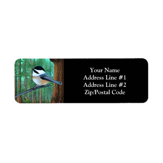 Rustic Evergreen Gräs Chickadee Returadress Etikett (Framsidan)