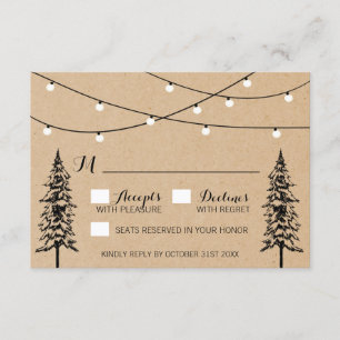 Rustic Evergreen Gräs Träd Bröllop OSA Cards Kort