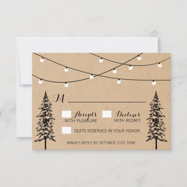 Rustic Evergreen Gräs Träd Bröllop OSA Cards Kort (Framsida)