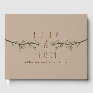Rustic Evergreen Grenar Bröllop Guestbook Gästböcker