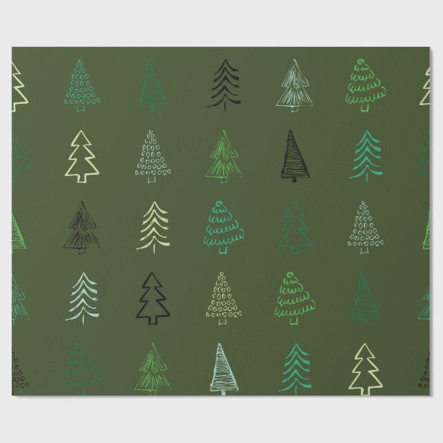 "Rustic Evergreen Jul Wrapping Papper" Presentpapper (Platt)