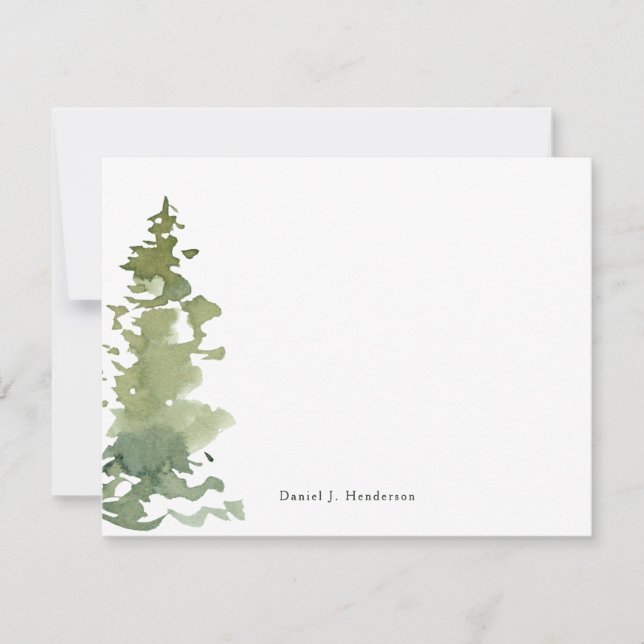 Rustic Evergreen Personlig Stationery Anteckningskort (Framsida)