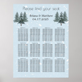 Rustic Evergreen Winter Gräs Bröllop Seatschdiagra Poster