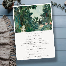 Rustic Exotic Tropical Forest Baby Shower Inbjudan