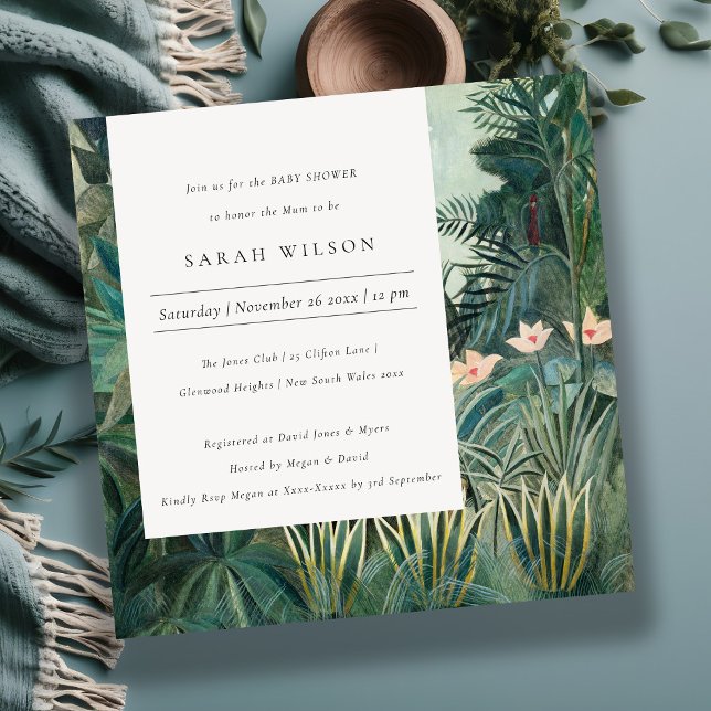 Rustic Exotic Tropical Forest Baby Shower Inbjudan (Skapare uppladdad)
