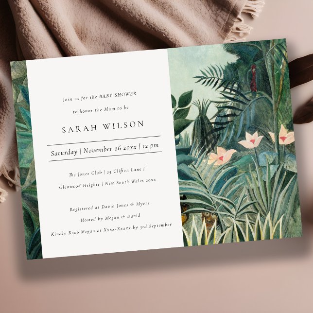 Rustic Exotic Tropical Forest Baby Shower Inbjudan (Skapare uppladdad)