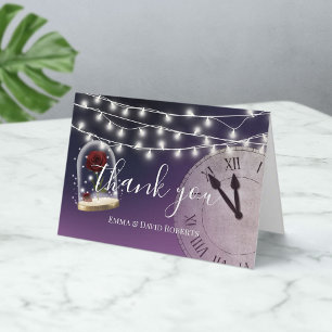 Rustic Fairytale Bröllop Elegant Lila Tack Kort