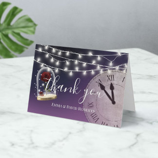 Rustic Fairytale Bröllop Elegant Lila Tack Kort