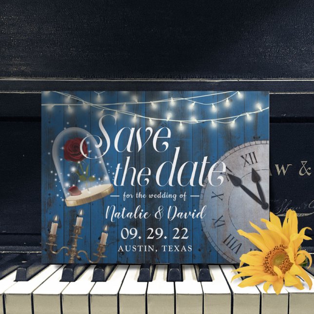 Rustic Fairytale Bröllop marinbarn Spara datumet Meddelande Vykort (Skapare uppladdad)