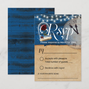 Rustic Fairytale Navy Blue Barn Bröllop OSA Kort