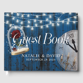 Rustic Fairytale Princess Navy Barn Bröllop Gästböcker