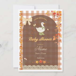 Rustic Fall Anka | Country Gingham & Höstlöv Inbjudningar