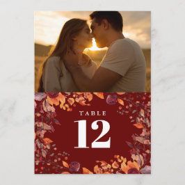 Rustic Fall Autumn Floral Photo Table Number Inbjudningar