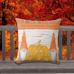 Rustic Fall Autumn Gnome-orange med pumpa Kudde