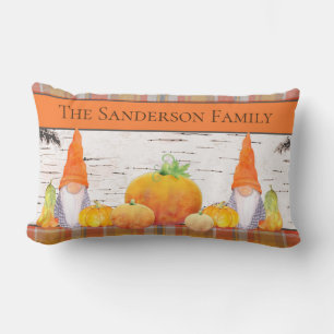 Rustic Fall Autumn Gnome-orange med pumpa Lumbarkudde