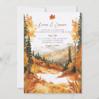 Rustic Fall Autumn Landscape Wedding Invitation Inbjudningar