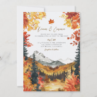 Rustic Fall Autumn Landscape Wedding Invitation Inbjudningar