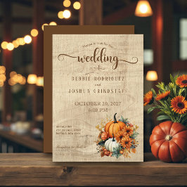 Rustic Fall Autumn Pumpkin Wedding-inbjudan Inbjudningar