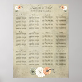 Rustic Fall Autumn Pumpkins Bröllop Sittdiagram Poster