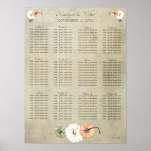 Rustic Fall Autumn Pumpkins Bröllop Sittdiagram Poster