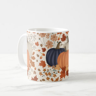Rustic Fall Autumn Pumpkins Wildblommor Löv Kaffemugg